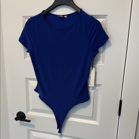 Haute Monde Tops - Haute Monde Blue Bodysuit Short Sleeve Top